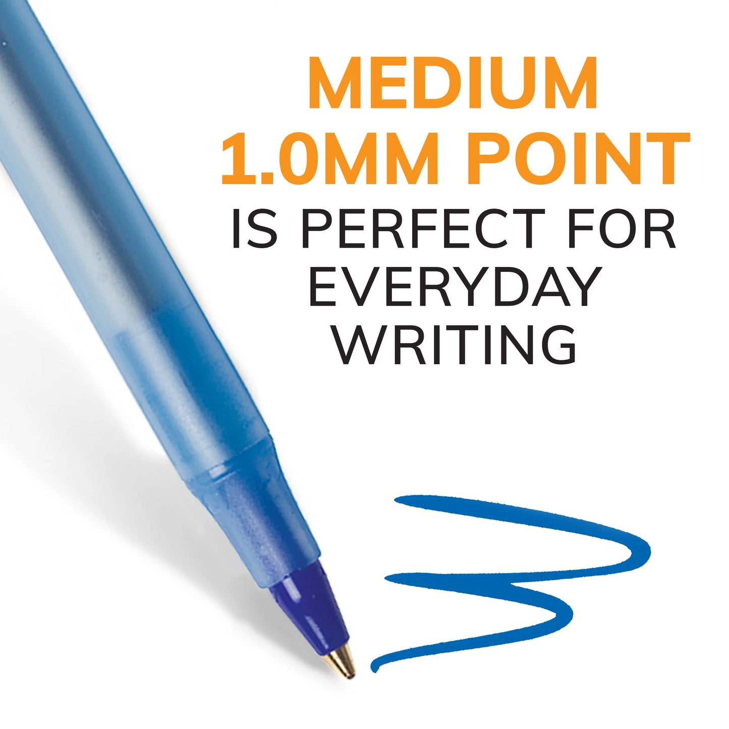 round Stic Xtra Life Ballpoint Pens, Medium Point, 1.0Mm, Blue Ink, 60 Count