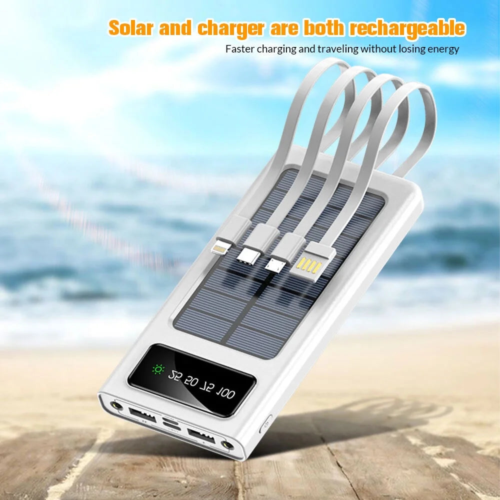 Power Up Anywhere: 40000mAh Solar Charger Power Bank with Dual USB Outputs and Built-In Flashlights - Perfect for Outdoor Adventures!