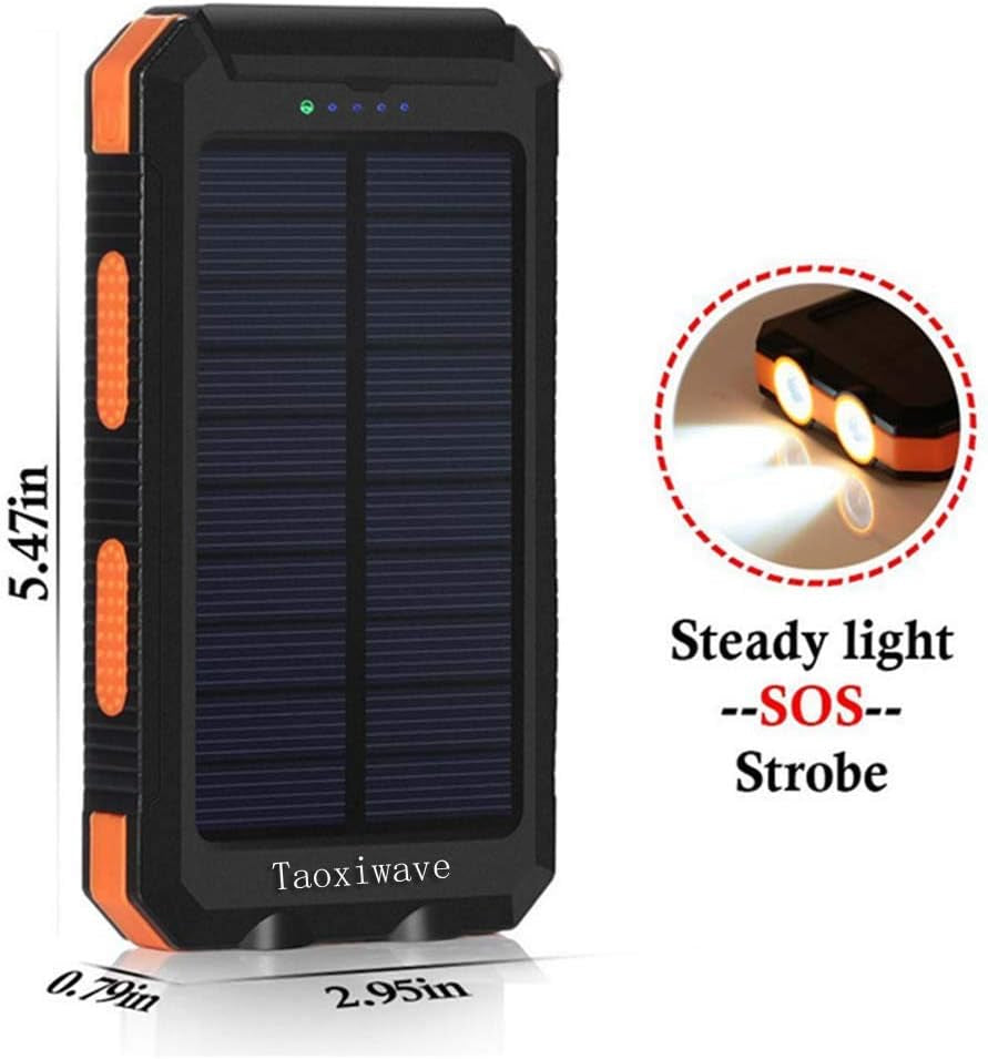 Power Up Your Adventures with the 20000mAh Solar Charger - Waterproof, Fast Charging Portable Power Bank with Dual USB, Flashlight, and Compass
