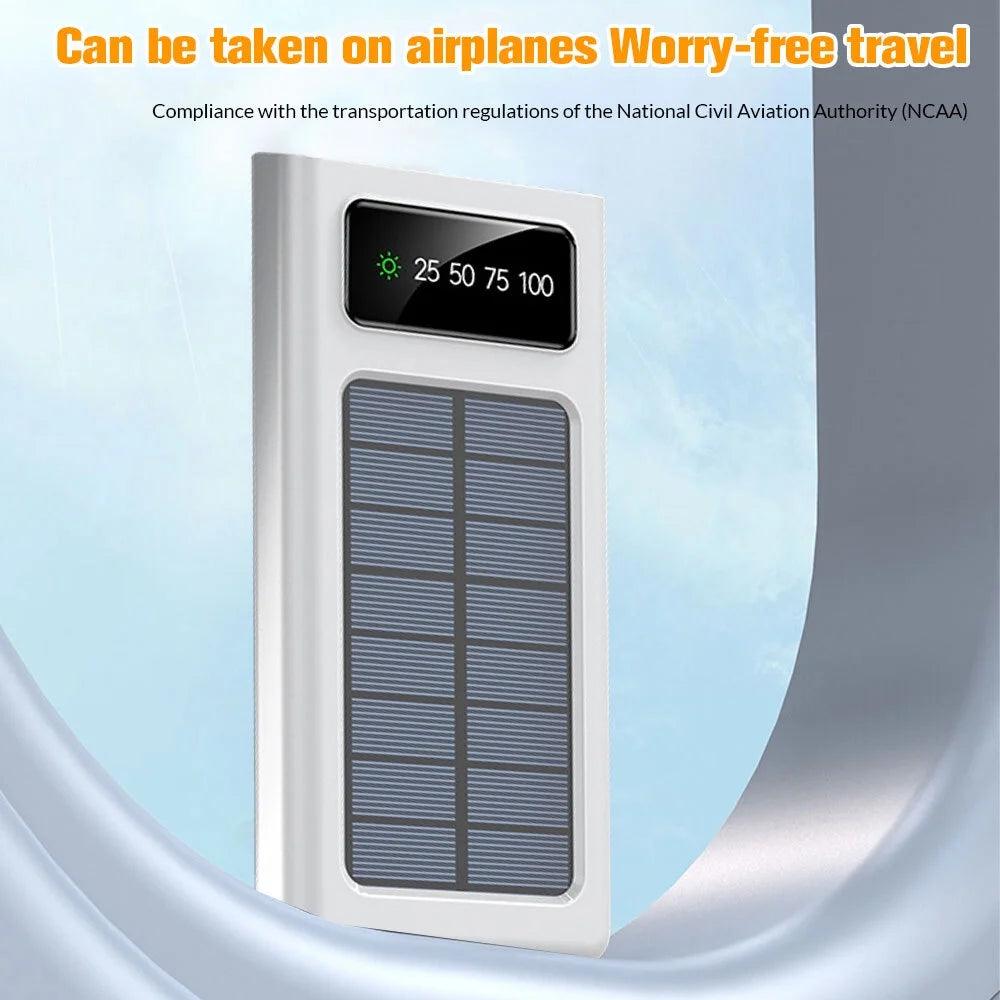 Power Up Anywhere: 40000mAh Solar Charger Power Bank with Dual USB Outputs and Built-In Flashlights - Perfect for Outdoor Adventures!