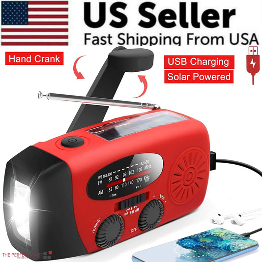 Emergency Solar Crank Radio with 1000mAh Power Bank and Flashlight - Your Essential Survival Tool