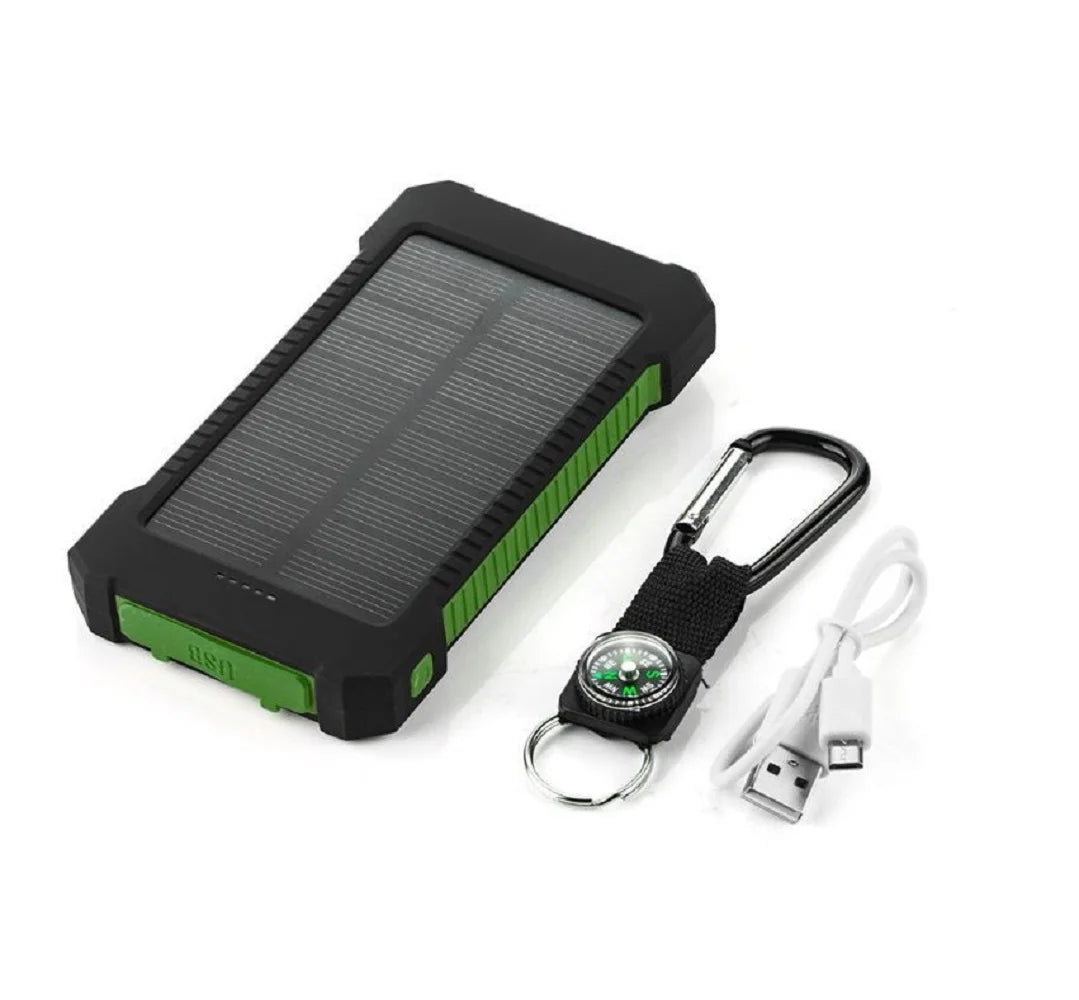 Power Up Anywhere: 2023 Super 5000000mAh Waterproof Solar Power Bank with Dual USB Ports in Black & Green