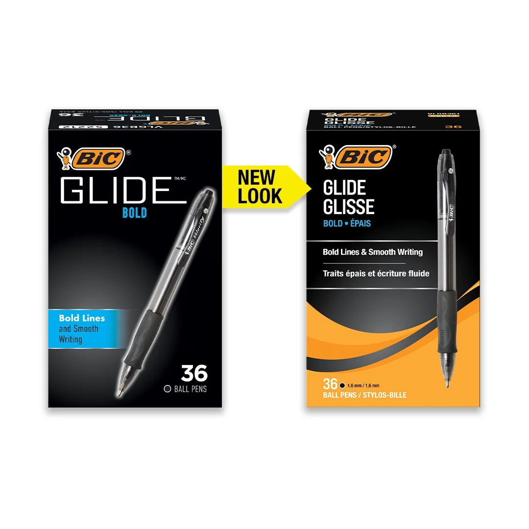 Glide Bold Retractable Ball Pen, Bold Point, 1.6Mm, Black Ink, 36 Count