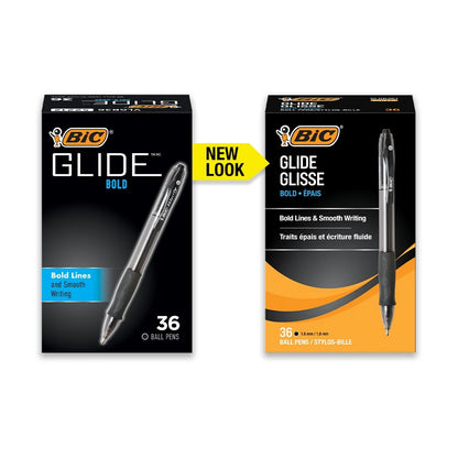 Glide Bold Retractable Ball Pen, Bold Point, 1.6Mm, Black Ink, 36 Count