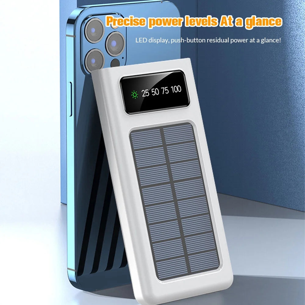 Power Up Anywhere: 40000mAh Solar Charger Power Bank with Dual USB Outputs and Built-In Flashlights - Perfect for Outdoor Adventures!
