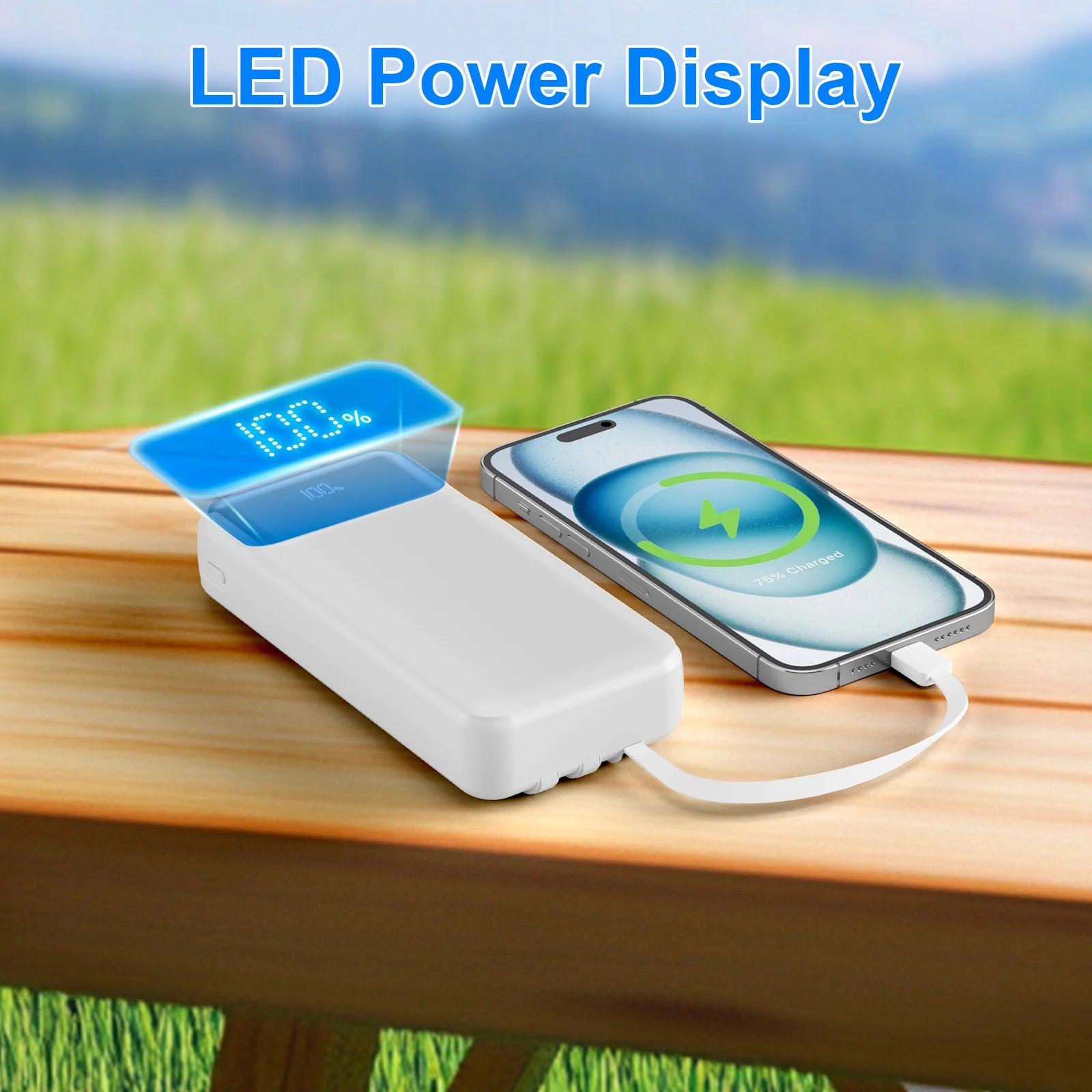 Power Up Anywhere: 49800mAh Ultra-Fast Charging Power Bank with Built-in Cables - Perfect for iPhone, iPad, Samsung, and More!