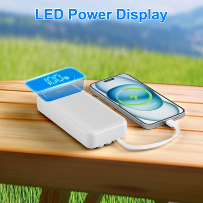 Power Up Anywhere: 49800mAh Ultra-Fast Charging Power Bank with Built-in Cables - Perfect for iPhone, iPad, Samsung, and More!