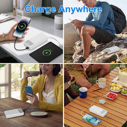 Power Up Anywhere: 49800mAh Ultra-Fast Charging Power Bank with Built-in Cables - Perfect for iPhone, iPad, Samsung, and More!