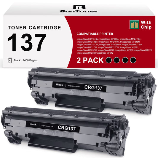 137 Toner Cartridges for Canon 137 CRG137 for Canon Imageclass MF230 Mf242Dw Mf244Dw Mf232Dw Mf236N Mf247Dw Printer, 2 Black