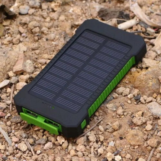 Power Up Anywhere: 2023 Super 5000000mAh Waterproof Solar Power Bank with Dual USB Ports in Black & Green
