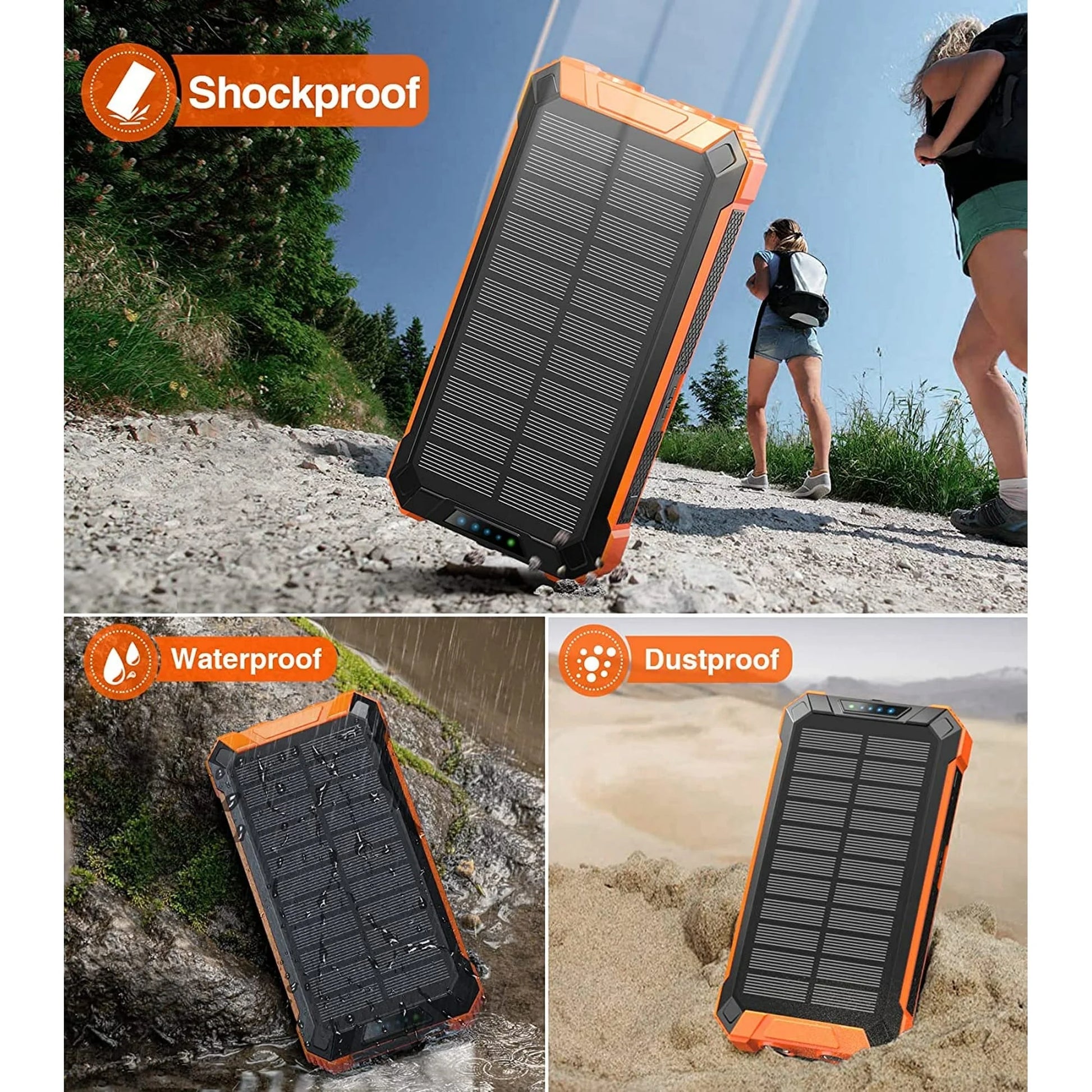 36000mAh Solar Power Bank with 15W Fast Charging, Wireless Charging & Built-in Cables - Perfect for iPhone & Android Devices