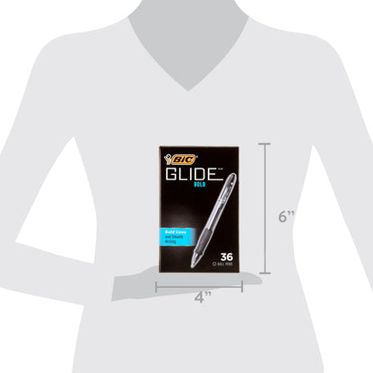 Glide Bold Retractable Ball Pen, Bold Point, 1.6Mm, Black Ink, 36 Count
