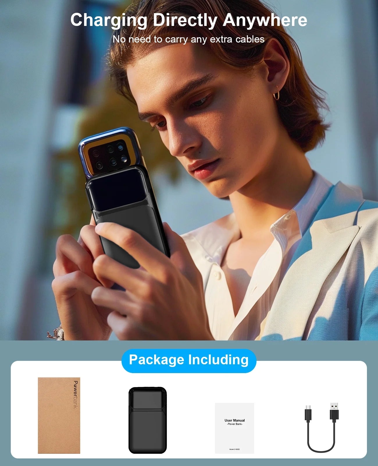 38800mAh Ultra-Portable Power Bank with Built-In Cables and AC Plug - Fast Charging for iPhone & Android - Perfect Travel Companion