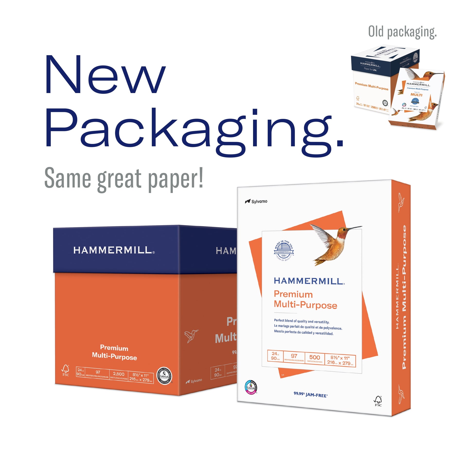 (5 Pack)  Premium Printer Paper, 24Lb, 8.5X11, White, 1 Ream (500 Sheets), New