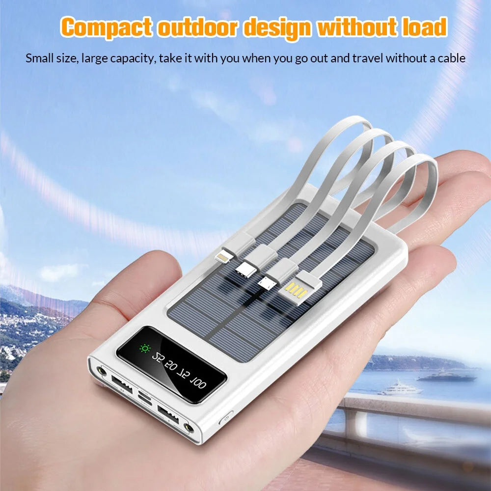 Power Up Anywhere: 40000mAh Solar Charger Power Bank with Dual USB Outputs and Built-In Flashlights - Perfect for Outdoor Adventures!