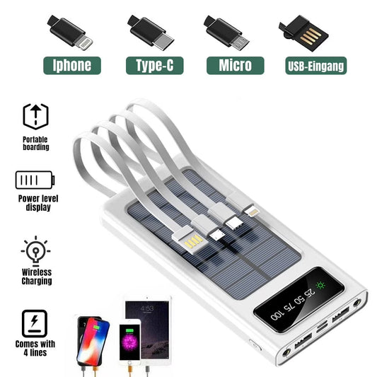 Power Up Anywhere: 40000mAh Solar Charger Power Bank with Dual USB Outputs and Built-In Flashlights - Perfect for Outdoor Adventures!