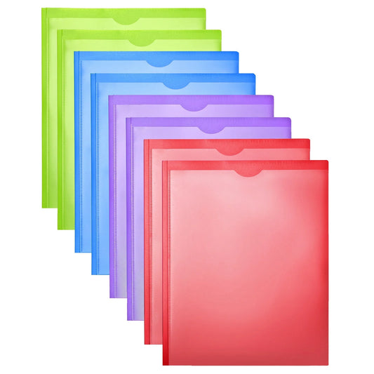 3 Prong Pocket Folders with Clear Front Pocket ,Heavy Duty Plastic Folders ,Assorted Colors,8 Pack