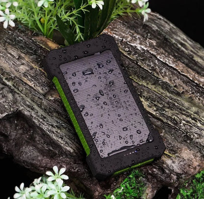 Power Up Anywhere: 2023 Super 5000000mAh Waterproof Solar Power Bank with Dual USB Ports in Black & Green