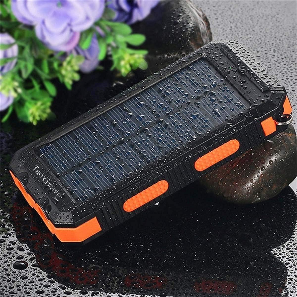 Power Up Your Adventures with the 20000mAh Solar Charger - Waterproof, Fast Charging Portable Power Bank with Dual USB, Flashlight, and Compass