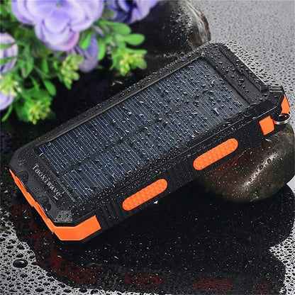 Power Up Your Adventures with the 20000mAh Solar Charger - Waterproof, Fast Charging Portable Power Bank with Dual USB, Flashlight, and Compass