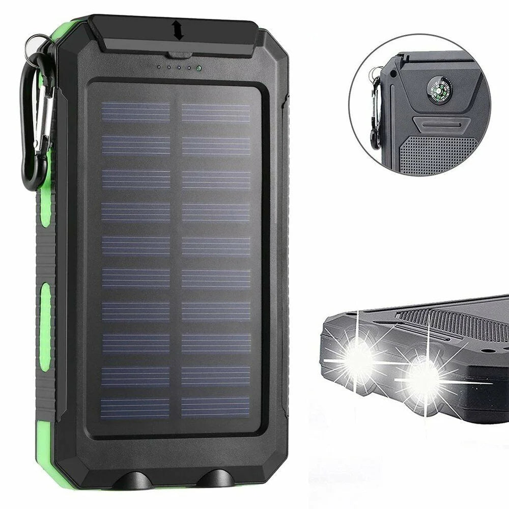 2023 Super 5000000mAh Waterproof Solar Power Bank with Dual USB Ports - Portable Charger for All Cell Phones - Green