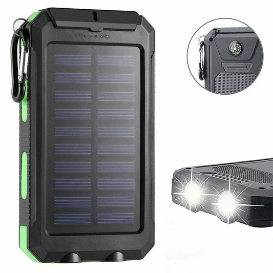 2023 Super 5000000mAh Waterproof Solar Power Bank with Dual USB Ports - Portable Charger for All Cell Phones - Green
