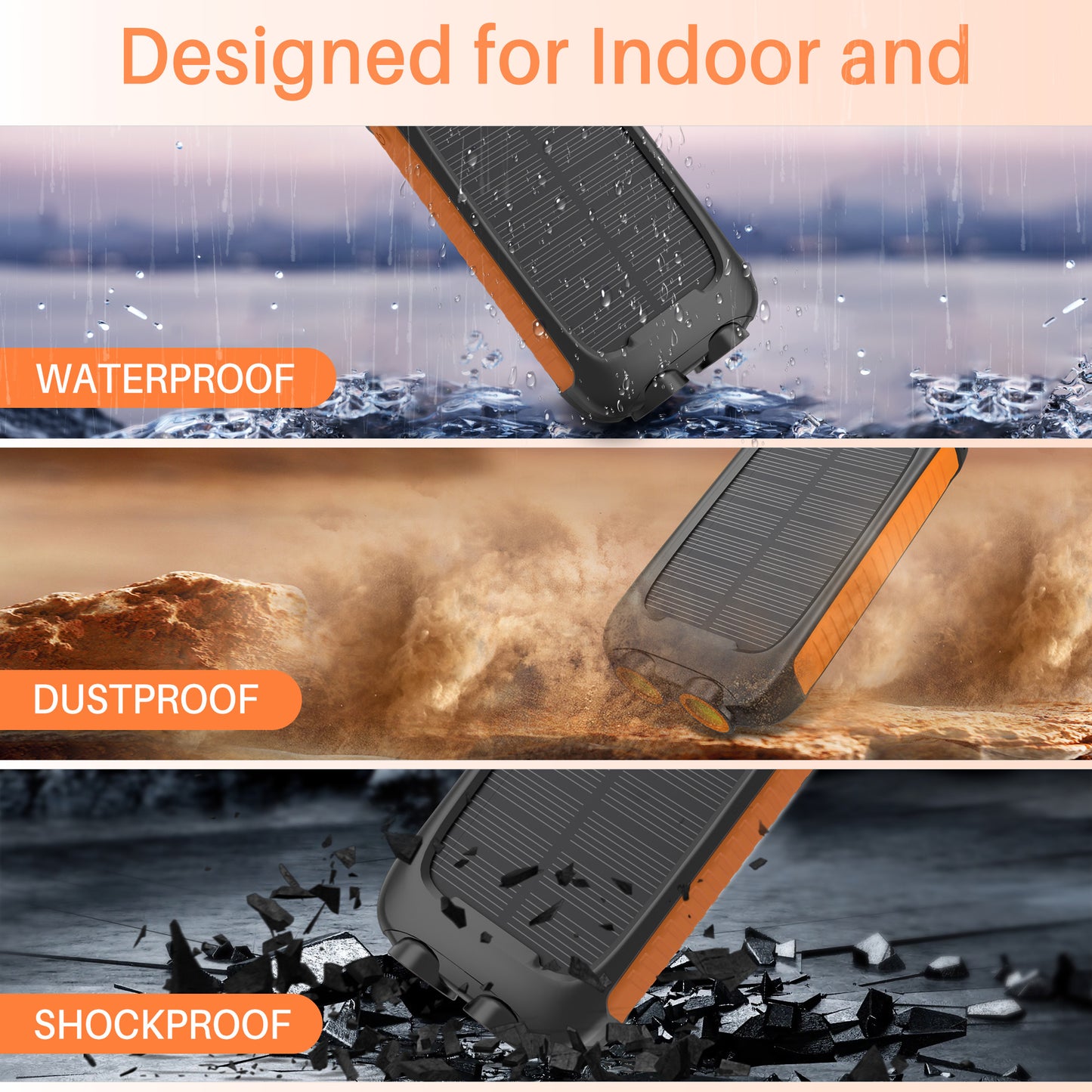 Power Up Anywhere: 38800mAh Portable Solar Charger for iPhone & Android with 5 USB Ports