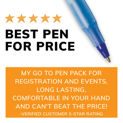 round Stic Xtra Life Ballpoint Pens, Medium Point, 1.0Mm, Blue Ink, 60 Count