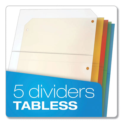 Poly Ring Binder Pockets, 8.5 X 11, Assorted Colors, 5/Pack