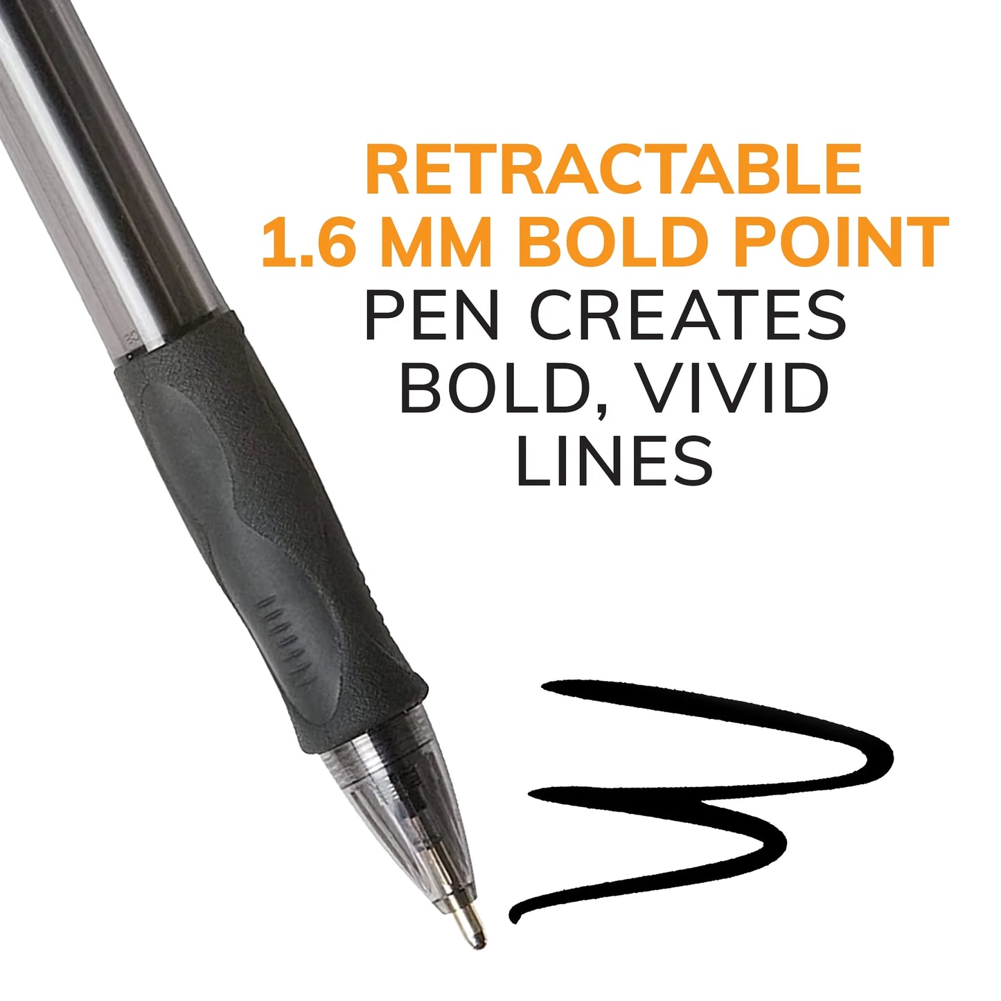 Glide Bold Retractable Ball Pen, Bold Point, 1.6Mm, Black Ink, 36 Count