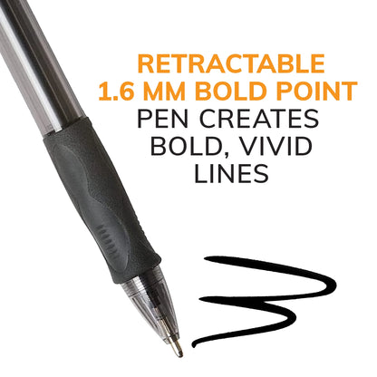 Glide Bold Retractable Ball Pen, Bold Point, 1.6Mm, Black Ink, 36 Count
