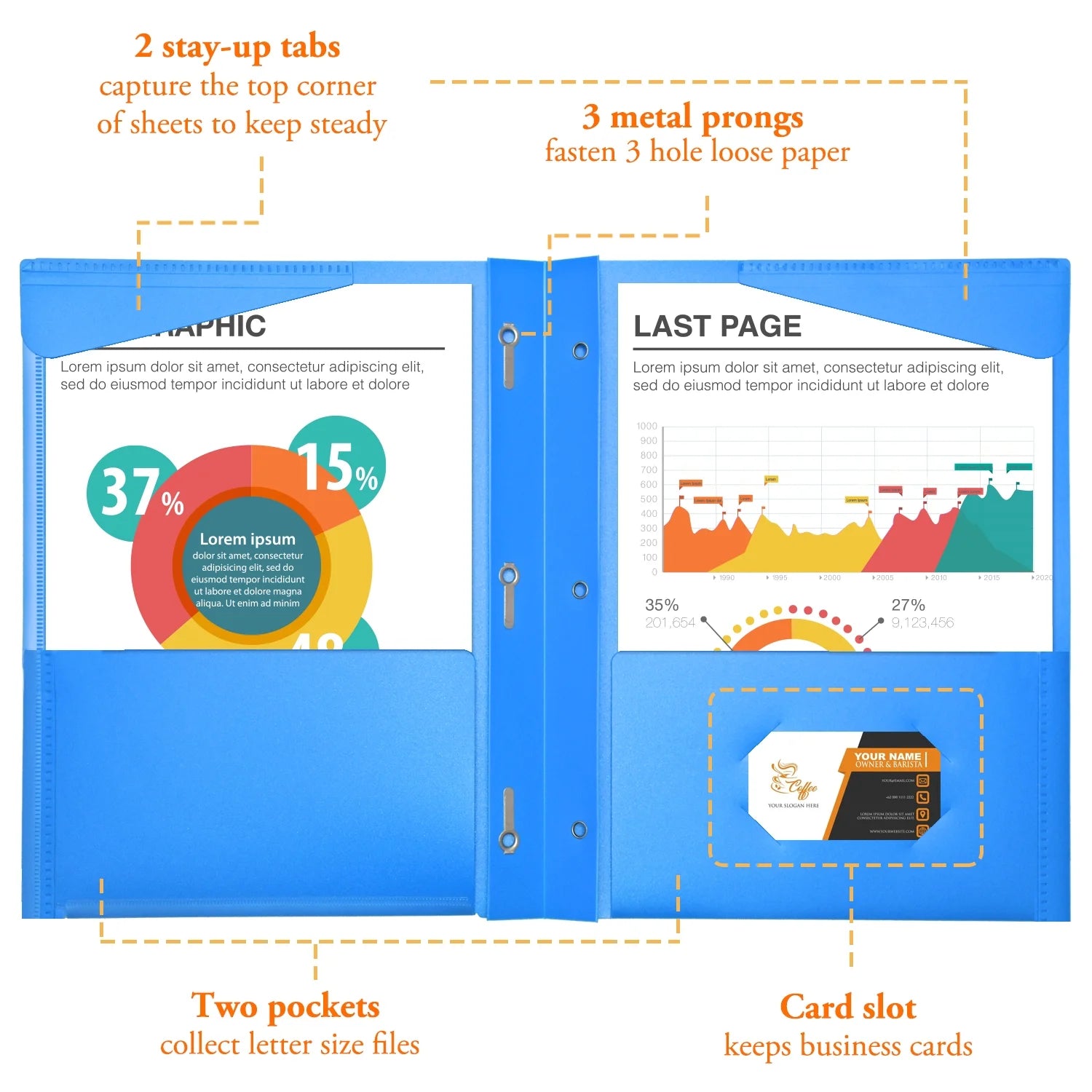 3 Prong Pocket Folders with Clear Front Pocket ,Heavy Duty Plastic Folders ,Assorted Colors,8 Pack