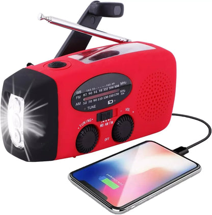 Emergency Solar Crank Radio with 1000mAh Power Bank and Flashlight - Your Essential Survival Tool