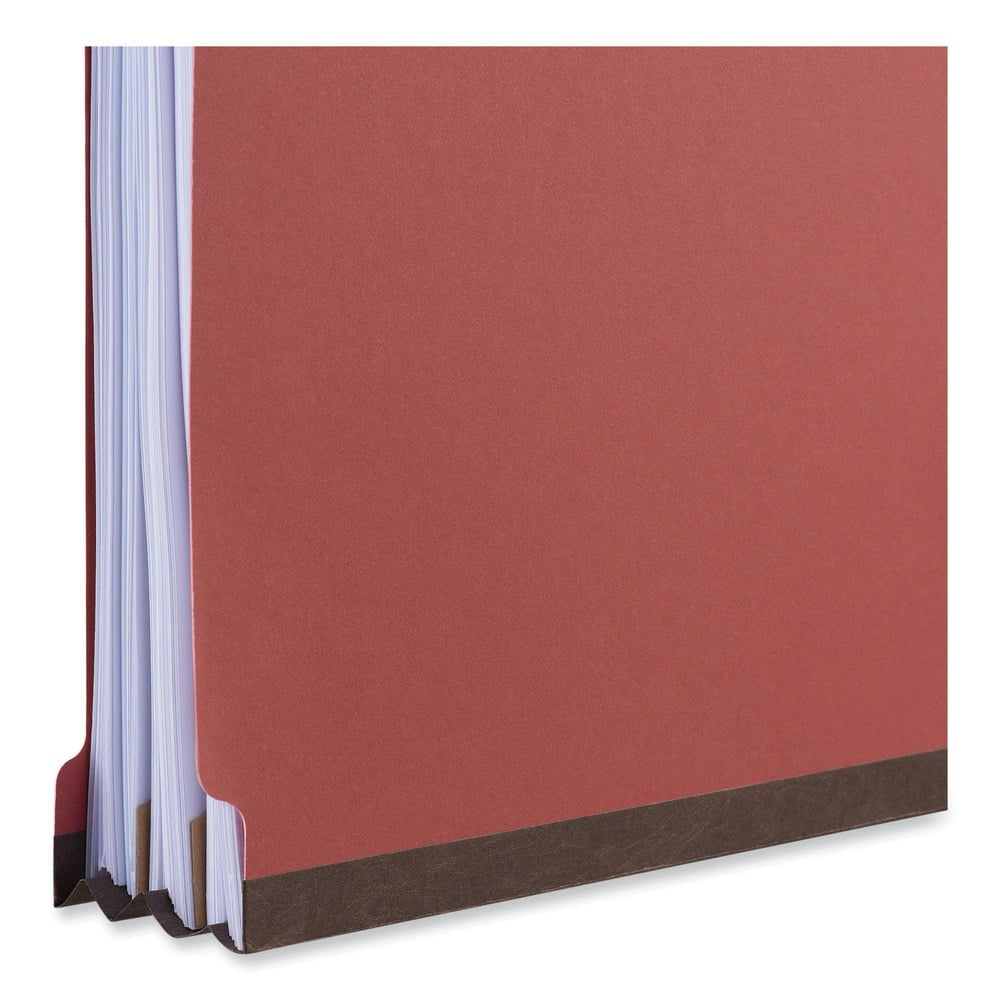 Bright Colored Pressboard Classification Folders, 2 Dividers, Letter Size, Ruby Red, 10/Box