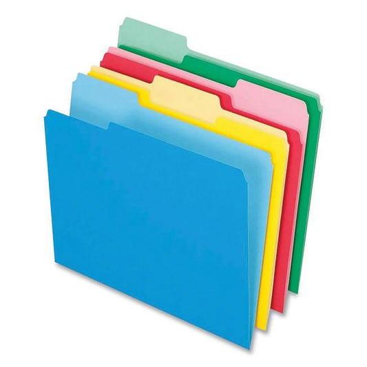 Two-Tone Color File Folders, Letter Size, Assorted Colors (Bright Green, Yellow, Red, Blue), 1/3-Cut Tabs, Assorted, 36 Pack (03086), 4-Color