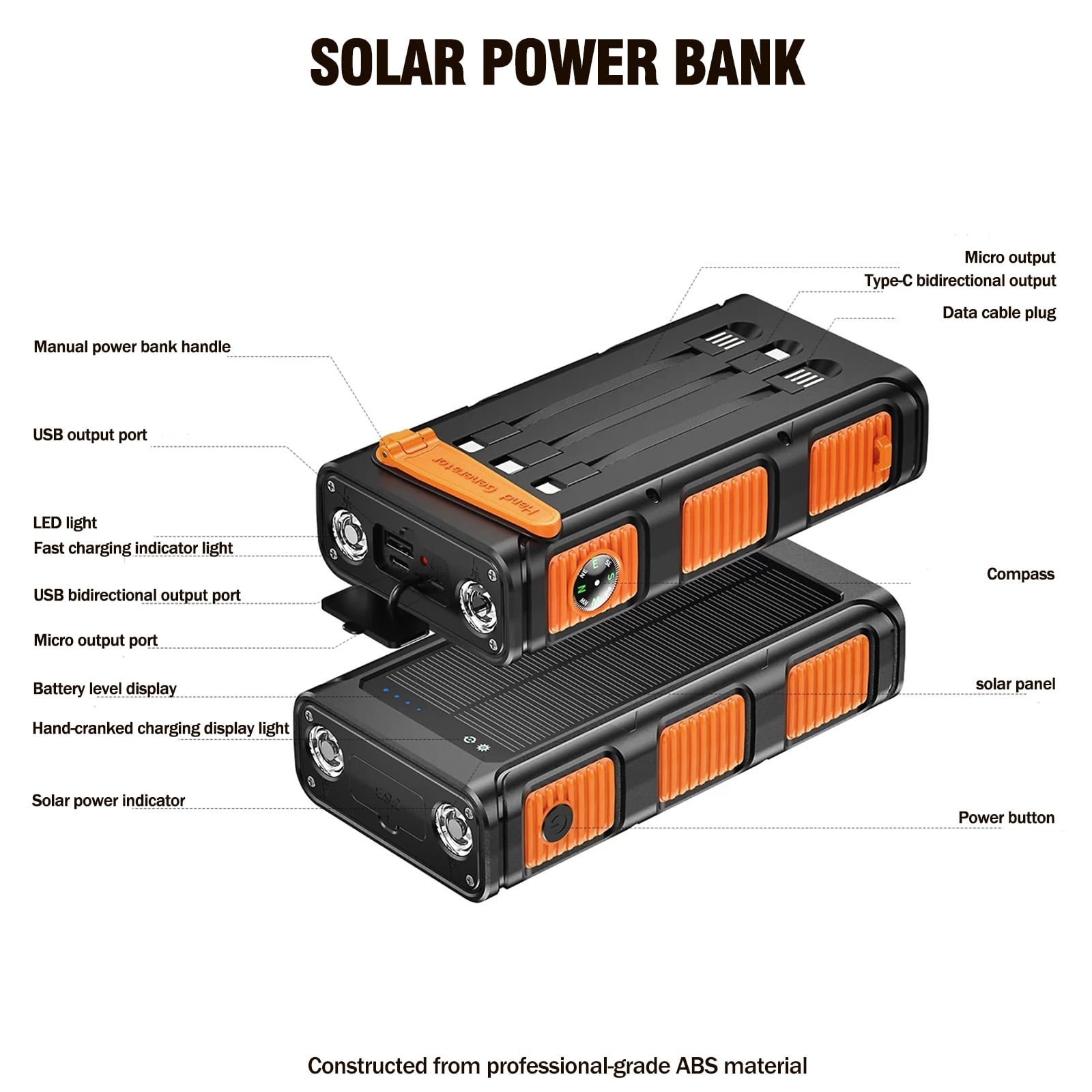 Ultimate 49800mAh Solar Power Bank with 20W Fast Charging - Perfect for Outdoor Adventures, Camping, and Travel