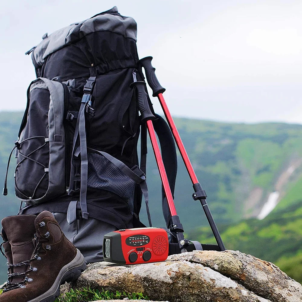 Emergency Solar Crank Radio with 1000mAh Power Bank and Flashlight - Your Essential Survival Tool