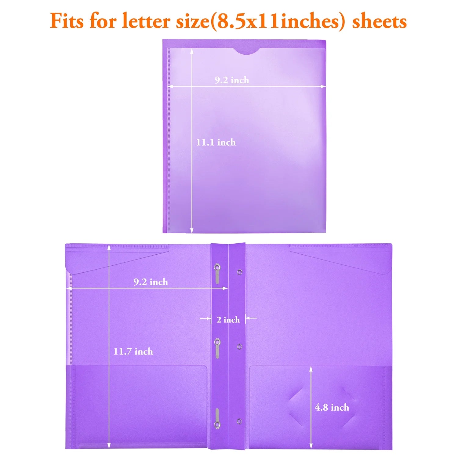 3 Prong Pocket Folders with Clear Front Pocket ,Heavy Duty Plastic Folders ,Assorted Colors,8 Pack