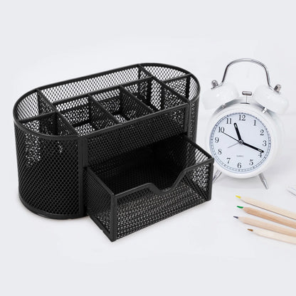 8-Compartment Desk Organizer & Pencil Holder, Black, 1 Pack