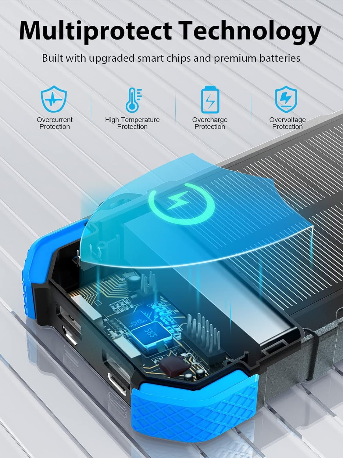 Solar Charger Power Bank, 30000Mah Solar Phone Charger with 10W Wireless Charging, Dual USB & Type-C Port, QC 18W Fast Charging Power Bank for Iphone, Samsung, Tablet
