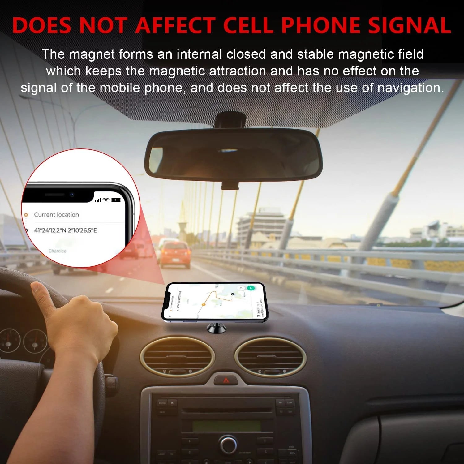 2 Pack Car Magnetic Phone Mount, Car Phone Holder for Dashboard, 360° Adjustable Magnet Cell Phone Mount Universal Dashboard Car Mount Fits Iphone Samsung Etc Most Smartphones