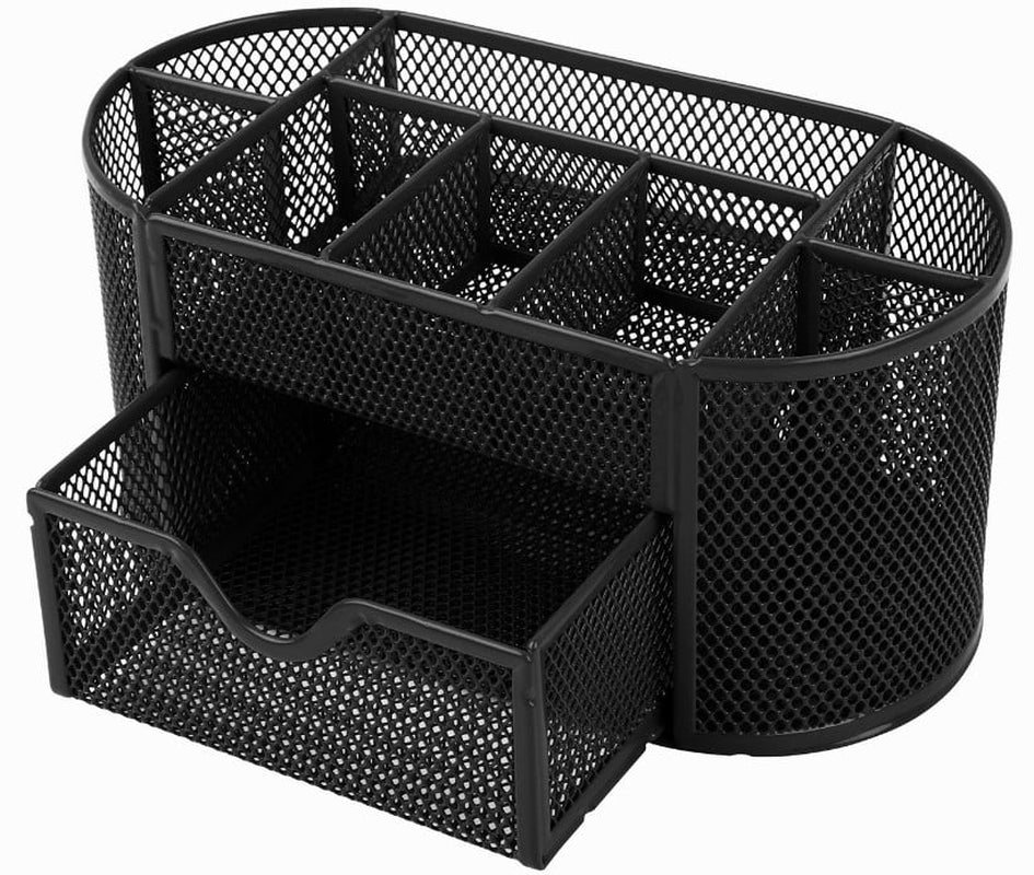 8-Compartment Desk Organizer & Pencil Holder, Black, 1 Pack