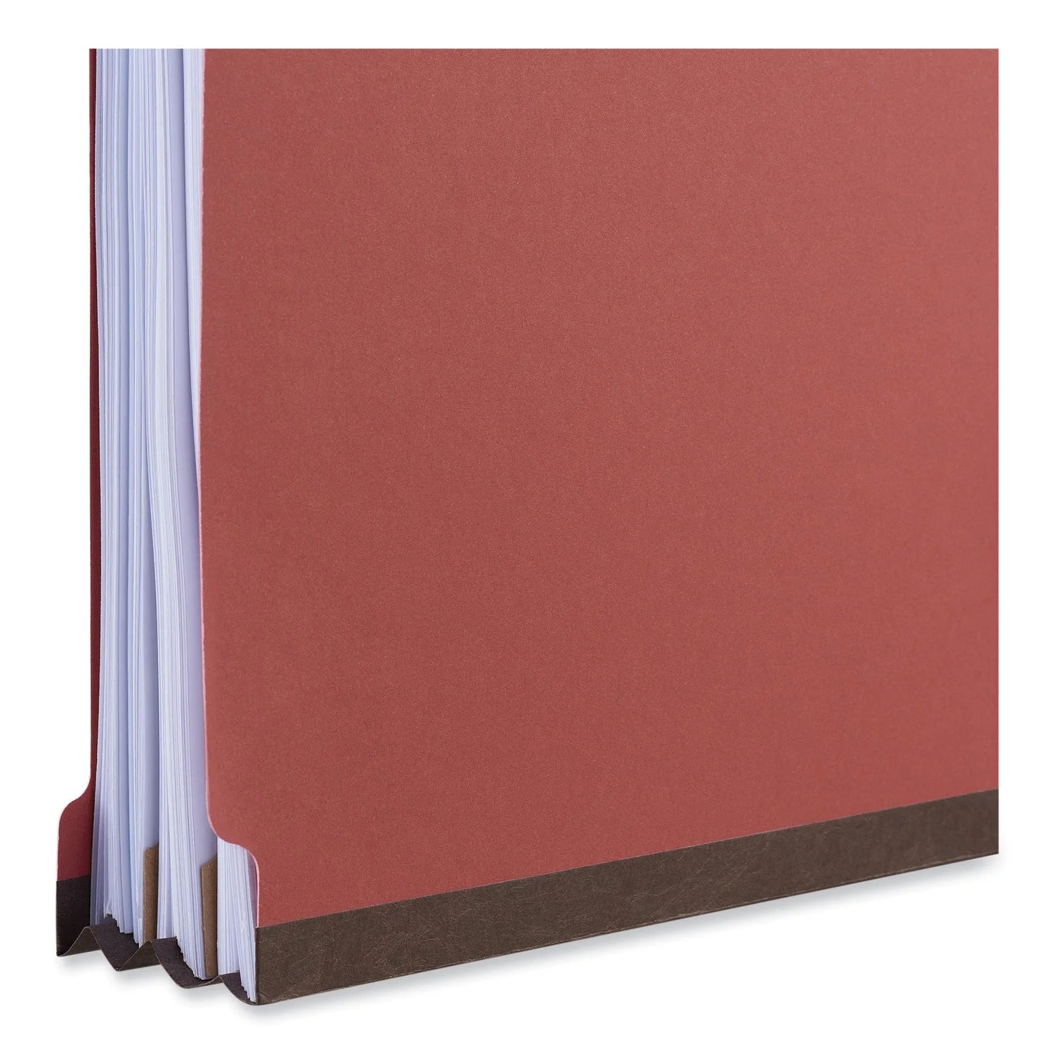 Bright Colored Pressboard Classification Folders, 2 Dividers, Letter Size, Ruby Red, 10/Box