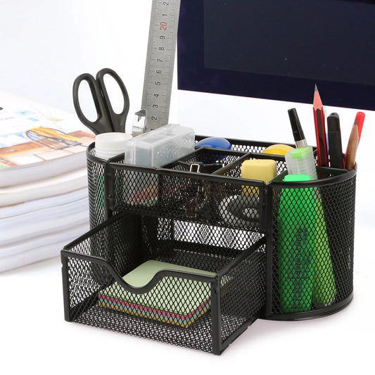 8-Compartment Desk Organizer & Pencil Holder, Black, 1 Pack