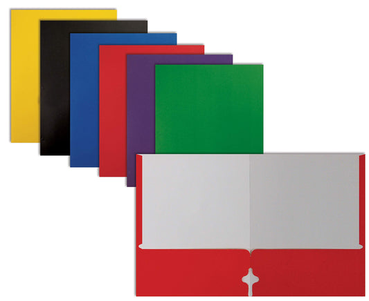 Letter Size Paper Portfolios by , Case of 100, Assorted Primary Colors, (Assorted, 2 Pocket Paper Folders)
