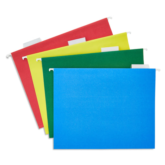 Letter Size Hanging File Folders, Assorted Colors, 25 Count