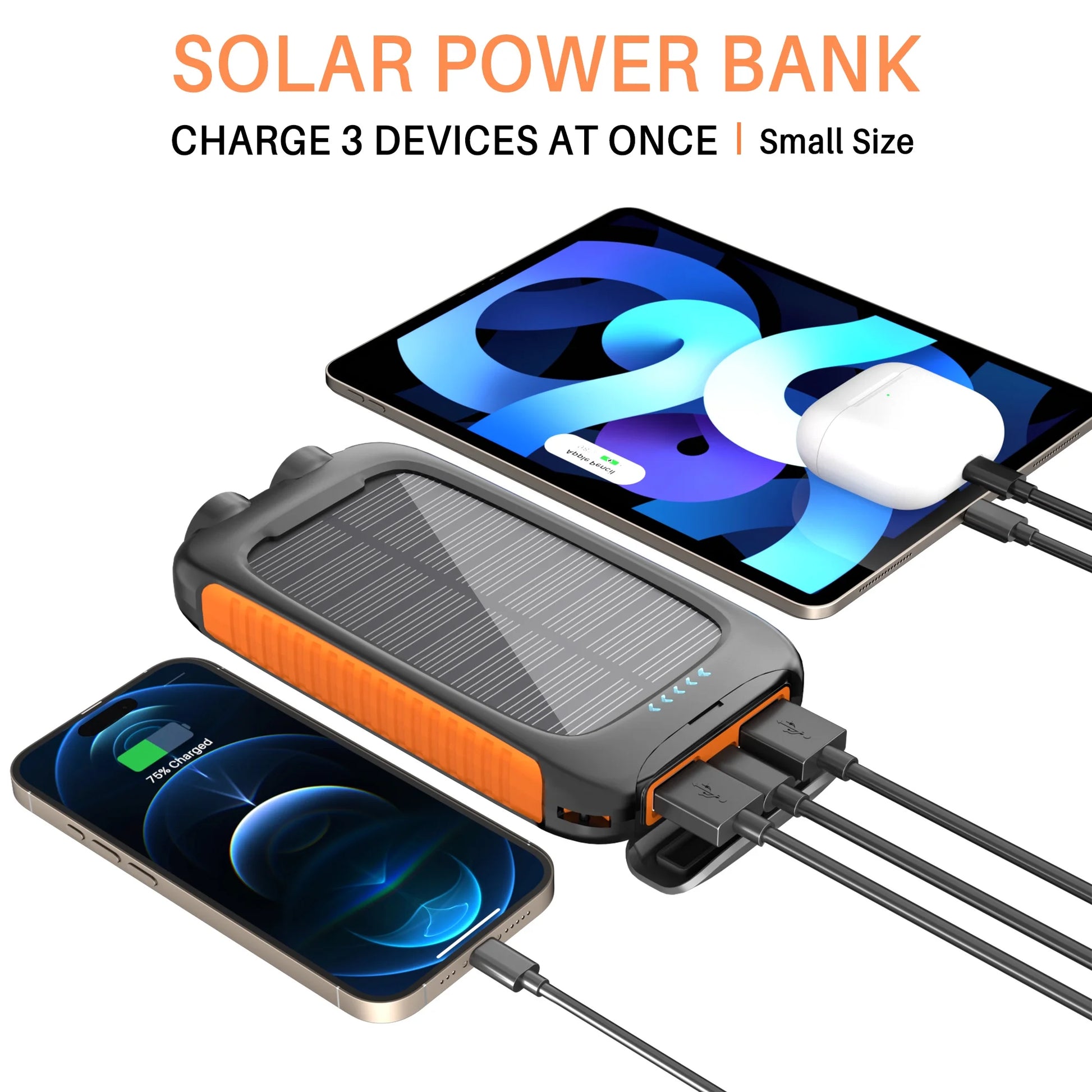 Power Up Anywhere: 38800mAh Portable Solar Charger for iPhone & Android with 5 USB Ports