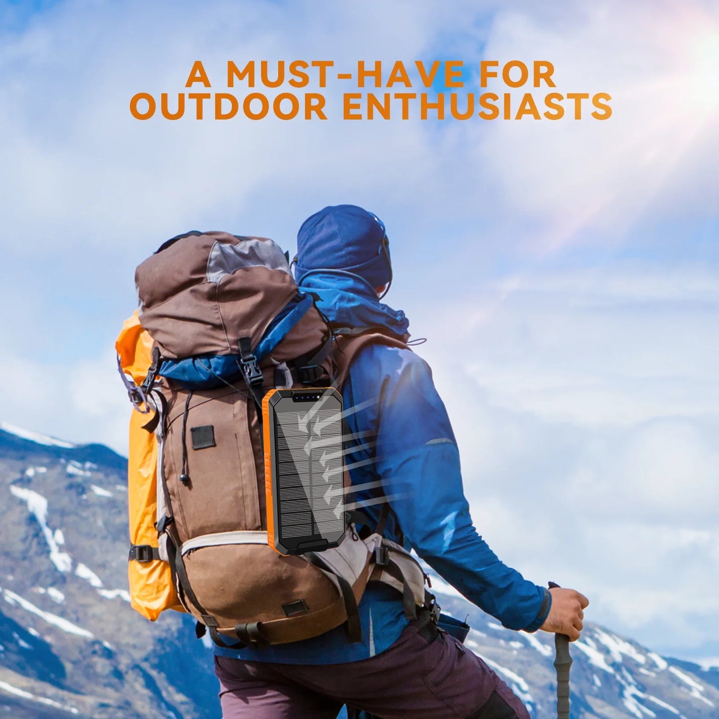 Ultimate 49800mAh Solar Power Bank with 3 Built-in Cables & Wireless Charging - Perfect for Outdoor Adventures!
