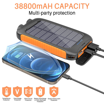 Power Up Anywhere: 38800mAh Portable Solar Charger for iPhone & Android with 5 USB Ports