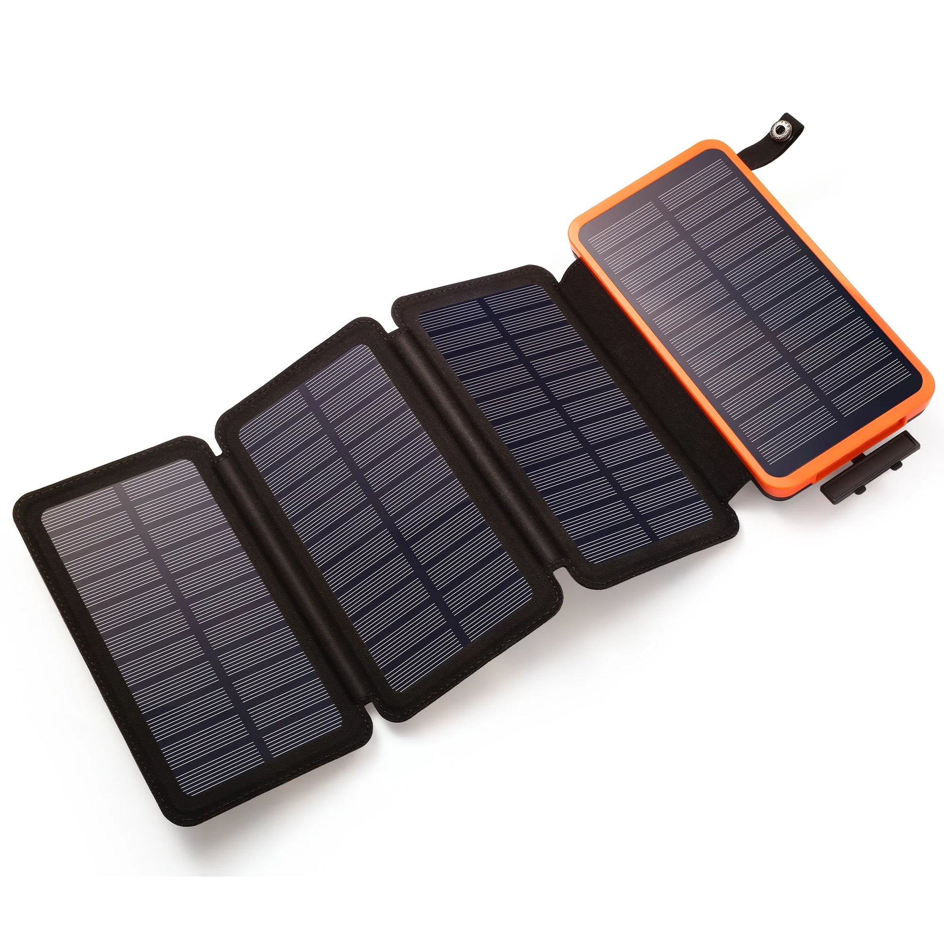 Power Up Anywhere: 30000mAh Waterproof Solar Charger with 4 Foldable Panels for iPhone & Android - Perfect for Camping, Hiking, and Travel (Orange)